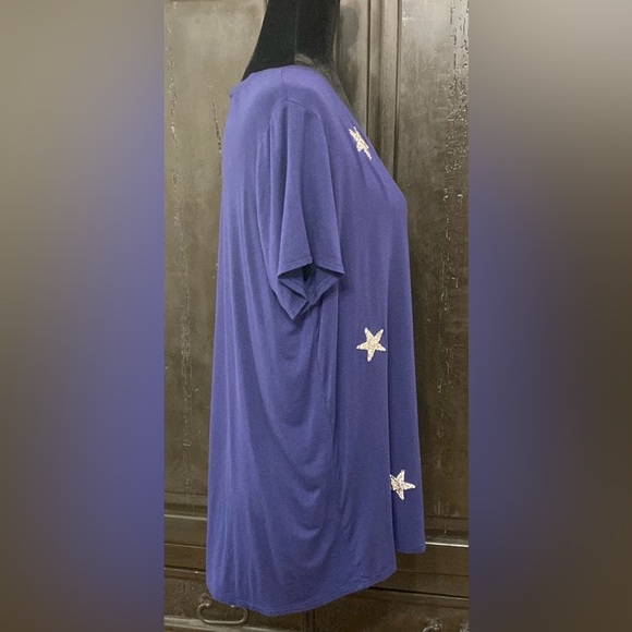 Knapp Studio Navy Tunic w/sparkle stars. Size 1X - Picture 2 of 9
